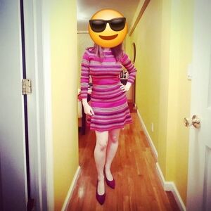 Juicy Couture Black Label Striped Pink and Black Mini Dress